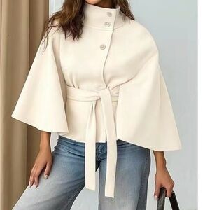 Elegant Cream Women's Sweater Cape
